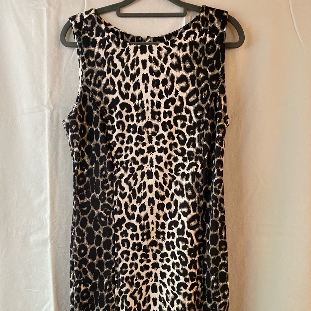 Aqua leopard shift dress